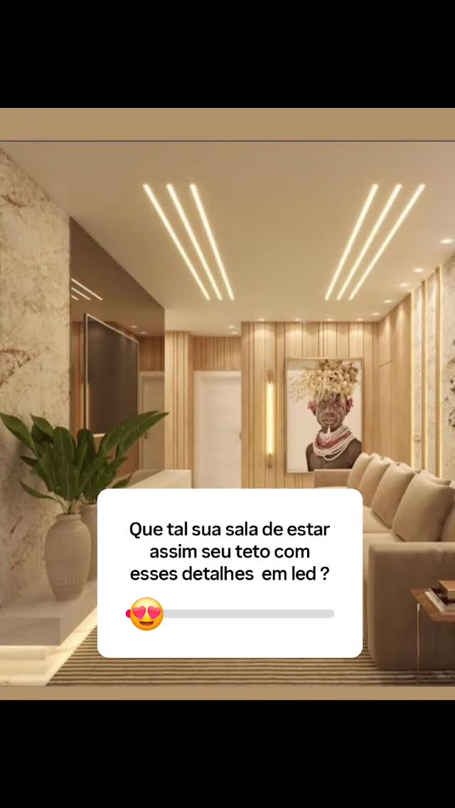 Sala de estar com teto em pladur e iluminação LED linear