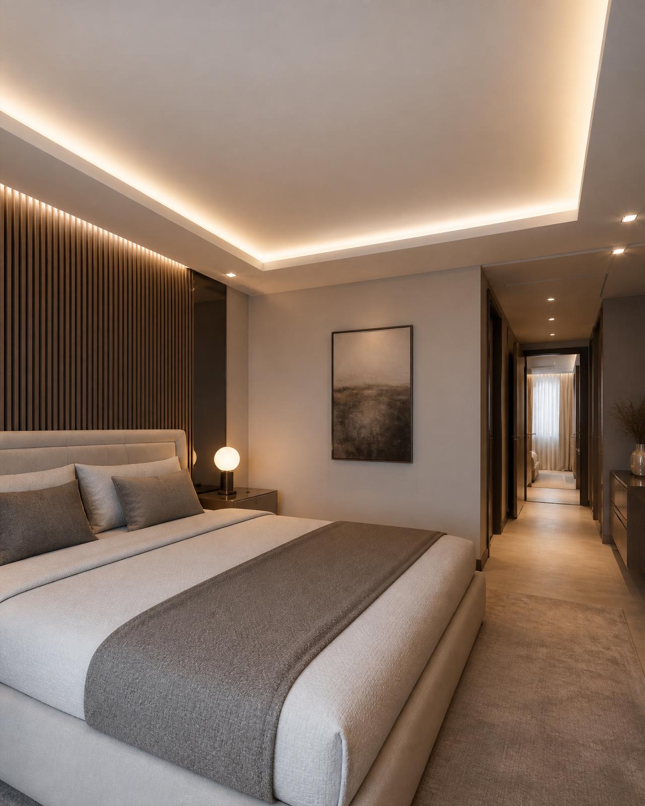 Quarto premium com sanca iluminada em pladur
